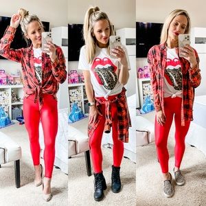 Red Metallic Light n Tight Hi-rise 7/8 24"